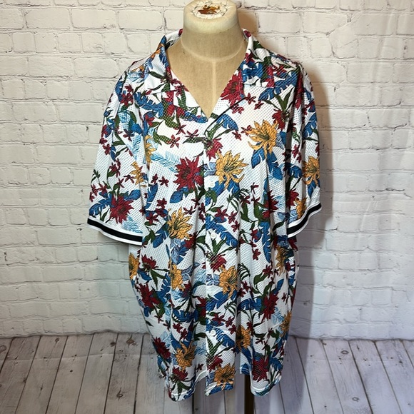 Original Use Multicolor Floral Mesh Top XL - Picture 1 of 4